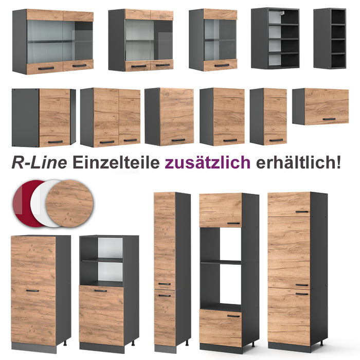 Vicco Cucina angolare completa Antracite/quercia dorata 267 x 167 cm , PL Fantasia nera