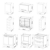 Vicco Cucina componibile Bianco lucido/bianco 235 cm , PL Marmo