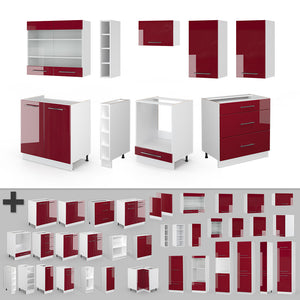 Vicco Cucina componibile Bordeaux lucido/bianco 235 cm , PL Antracite