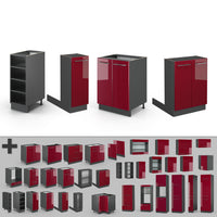 Vicco Isola cucina Bordeaux lucido/antracite 90 cm senza piano di lavoro