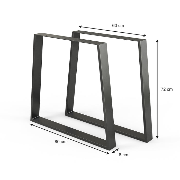 Vicco Gambe per tavolo Nero 80 x 72 cm Trapezoidale