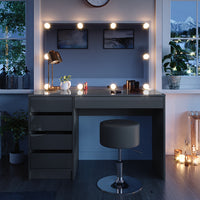 Vicco Tavolo da toeletta Grigio 55 cm con illuminazione a LED e sgabello