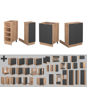 Vicco Isola cucina Antracite oro/oro power oak 90 cm senza piano di lavoro