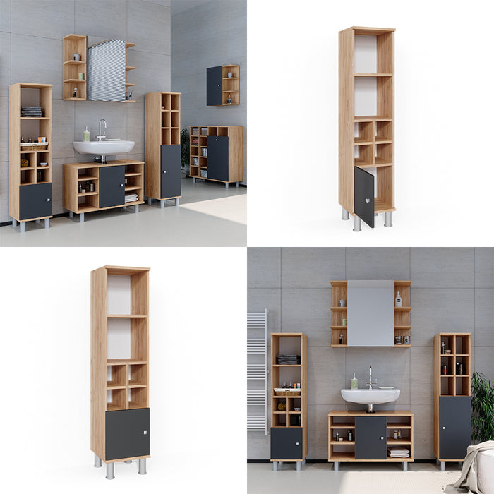 Vicco Mobiletto bagno Antracite 30 x 130.6 cm porta piccola