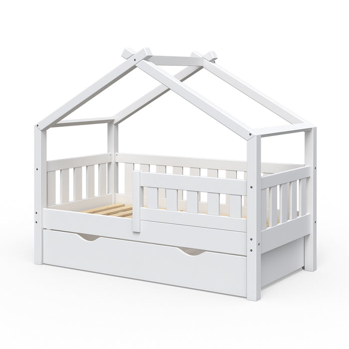 Vitalispa Letto montessori bambini Bianco 70x140 cm con cassetto