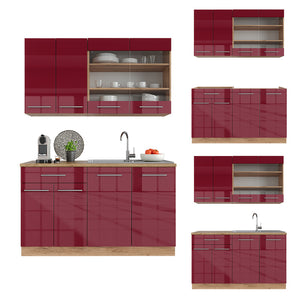 Vicco Cucina completa Bordeaux lucido/rovere dorato 140 cm , PL Antracite