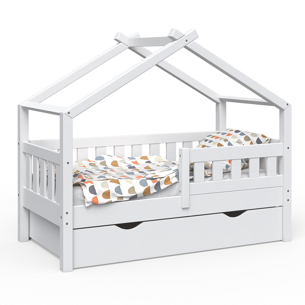 Vitalispa Letto montessori bambini Bianco 70x140 cm con cassetto