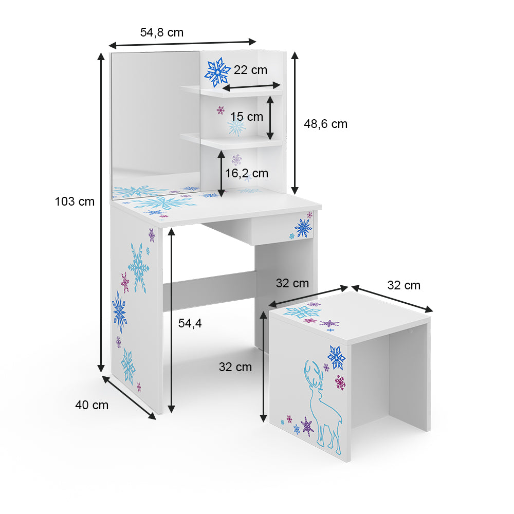 Vicco Tavolino da toilette per bambini Bianco 54.8 cm