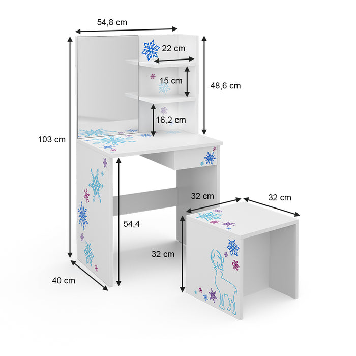 Vicco Tavolino da toilette per bambini Bianco 54.8 cm