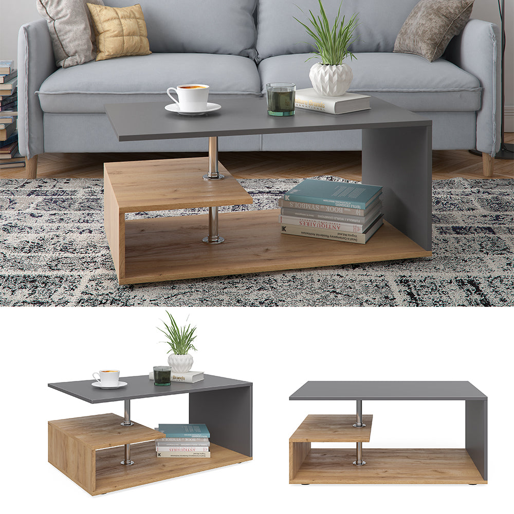 Vicco Tavolino da salotto Rovere antracite/sabbia 91 x 52,6 cm