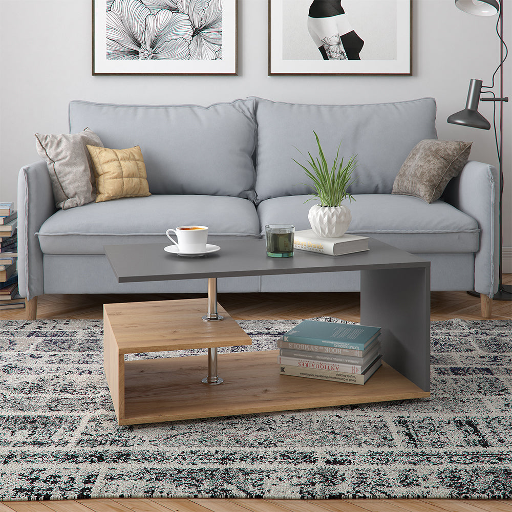 Vicco Tavolino da salotto Rovere antracite/sabbia 91 x 52,6 cm