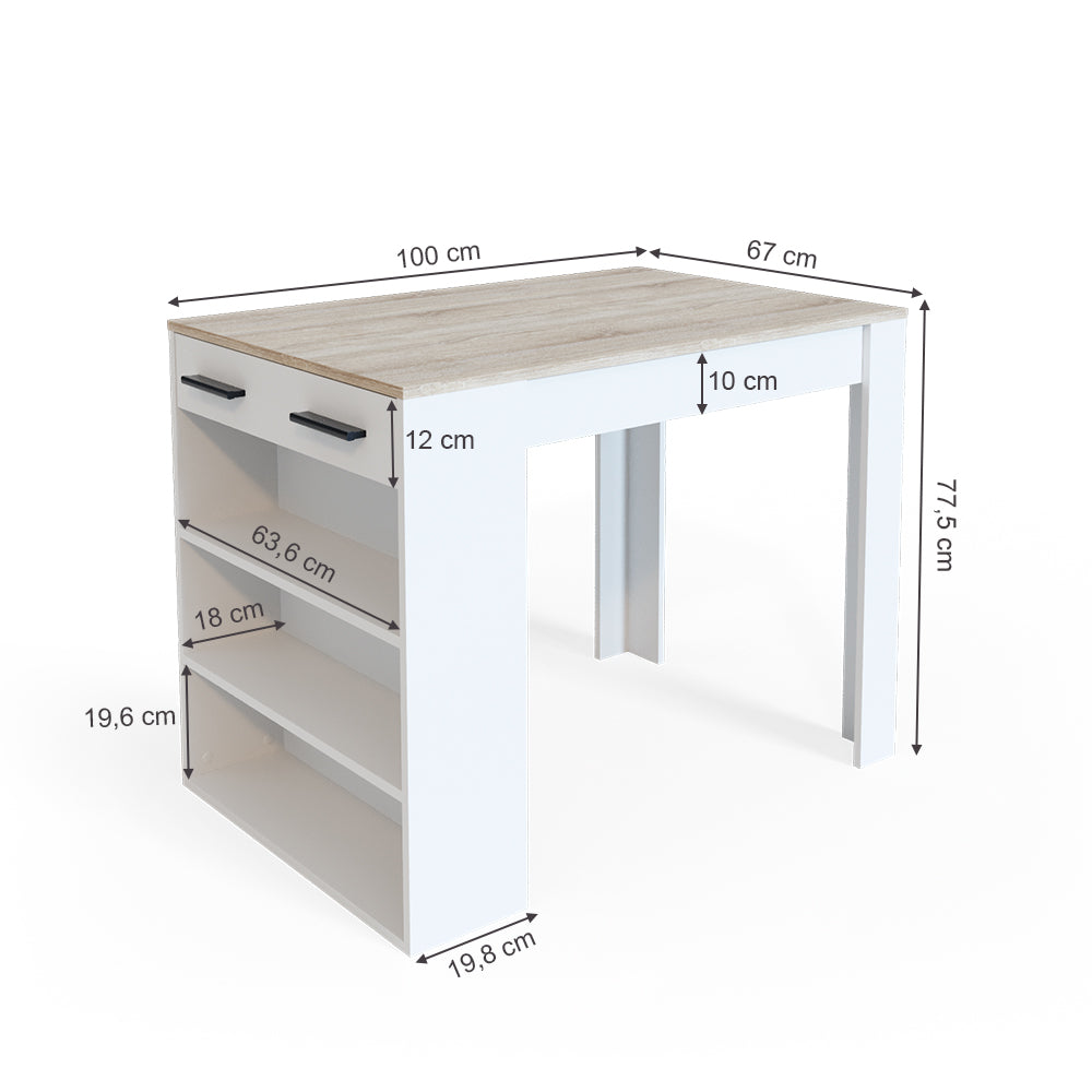 Vicco Tavolo da pranzo Sonoma/Bianco 67 x 100 cm