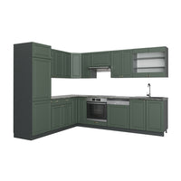 Vicco Cucina angolare completa Verde-oro Country House/Antracite 227 x 60 cm senza piano di lavoro