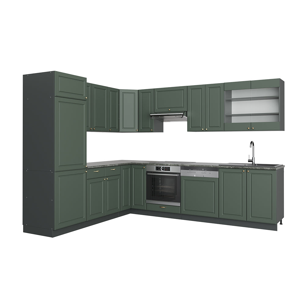 Vicco Cucina angolare completa Verde-oro Country House/Antracite 227 x 287 cm , PL Antracite