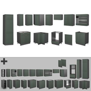 Vicco Cucina angolare completa Verde-oro Country House/Antracite 227 x 287 cm , PL Antracite