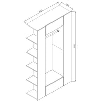 Vicco Armadio da ingresso Bianco 36.6 x 191 cm