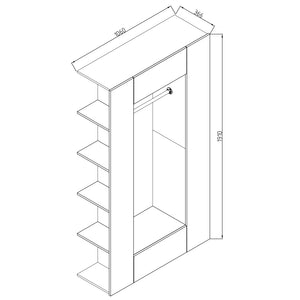 Vicco Armadio da ingresso Bianco 36.6 x 191 cm