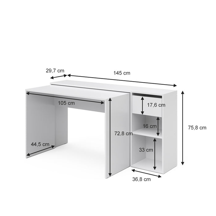 Vicco Scrivania Bianco 145 x 46.4 cm