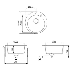 Bergström Lavello da cucina Bianco 50.5 x 50.5 cm Rotondo