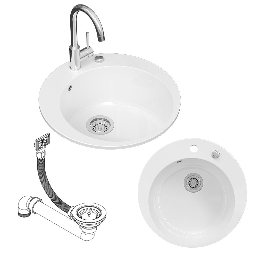 Bergström Lavello da cucina Bianco 50.5 x 50.5 cm Rotondo