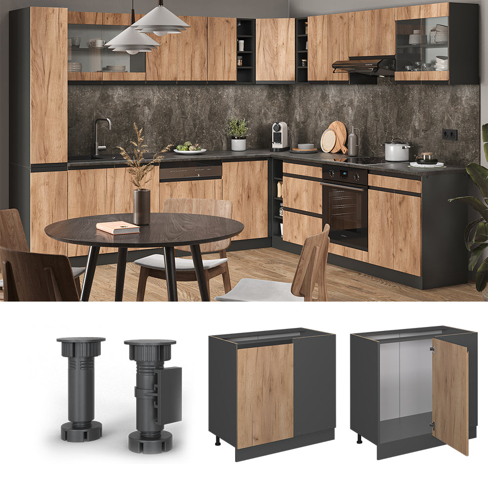 Vicco Mobile ad angolo cucina Quercia dorata 86 cm , PL Antracite
