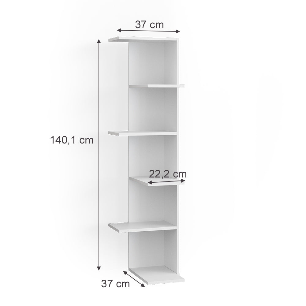 Vicco Scaffale angolare Bianco 37 x 140.1 cm