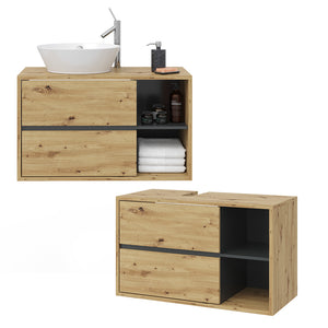 Vicco Mobiletto per lavabo Rovere artigianale 100 x 60 cm