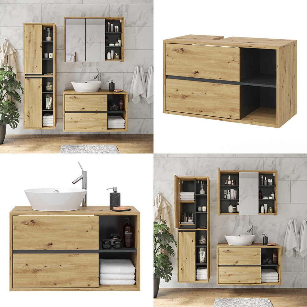 Vicco Mobiletto per lavabo Rovere artigianale 100 x 60 cm