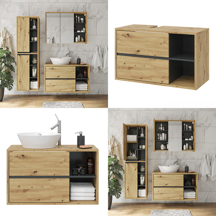 Vicco Mobiletto per lavabo Rovere artigianale 100 x 60 cm