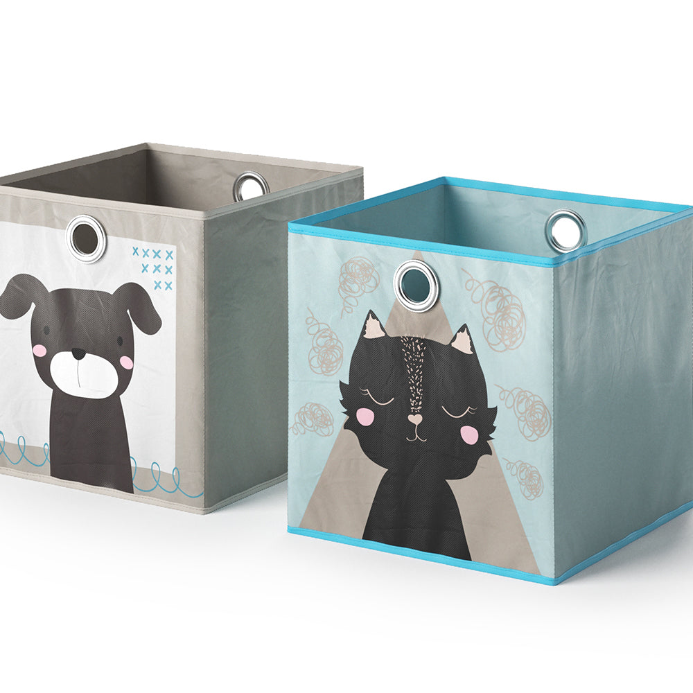 Vicco Scatola pieghevole Grigio/Blu 30 x 30 cm Set di 2