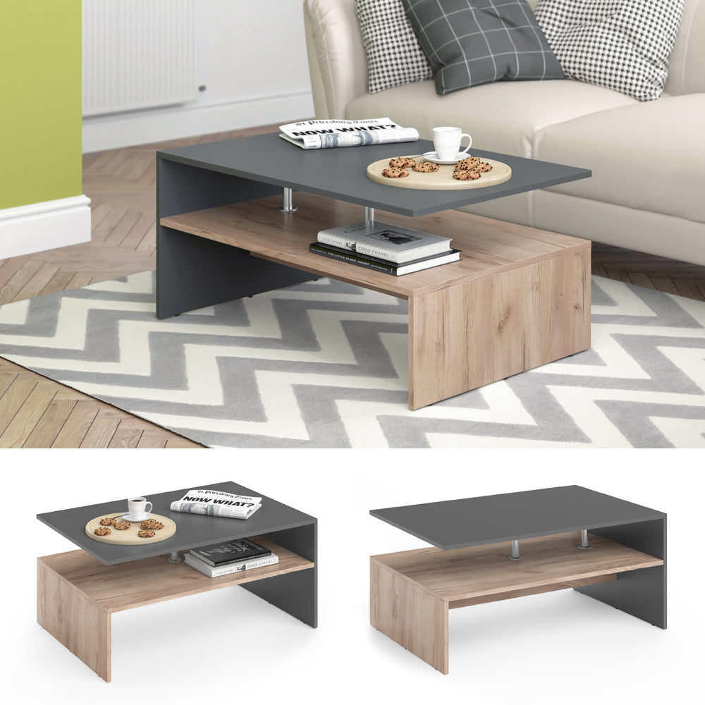 Vicco Tavolino da salotto Rovere antracite/sabbia 90 x 60 cm