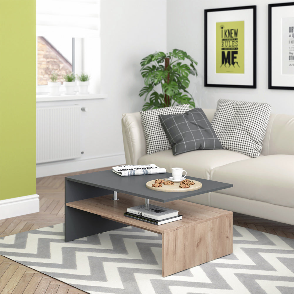 Vicco Tavolino da salotto Rovere antracite/sabbia 90 x 60 cm