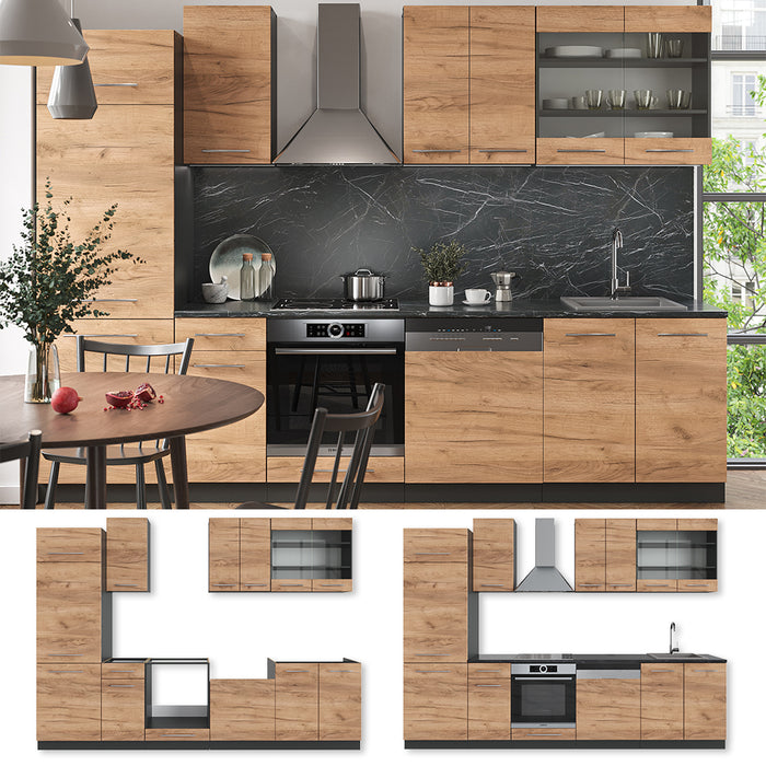Vicco Cucina componibile Quercia dorata/antracite 300 cm , PL Rovere