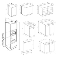 Vicco Cucina componibile Bianco/antracite 300 cm con armadio alto, PL Rovere