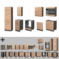 Vicco Cucina componibile Quercia dorata/antracite 300 cm , PL Marmo