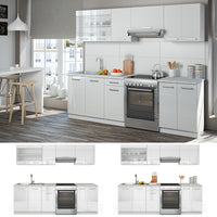 Vicco Cucina componibile Bianco lucido 240 cm , PL Marmo