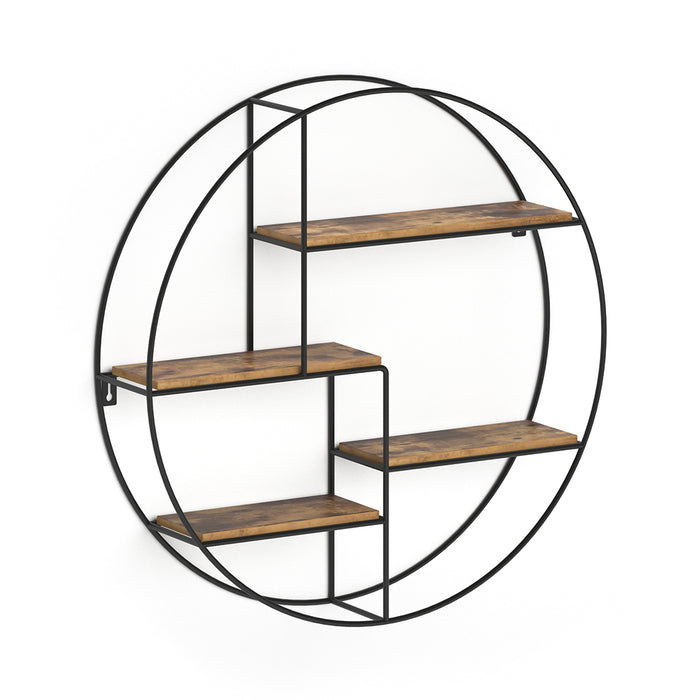 Vicco Libreria da parete Legno antico 55 x 55 cm Rotondo