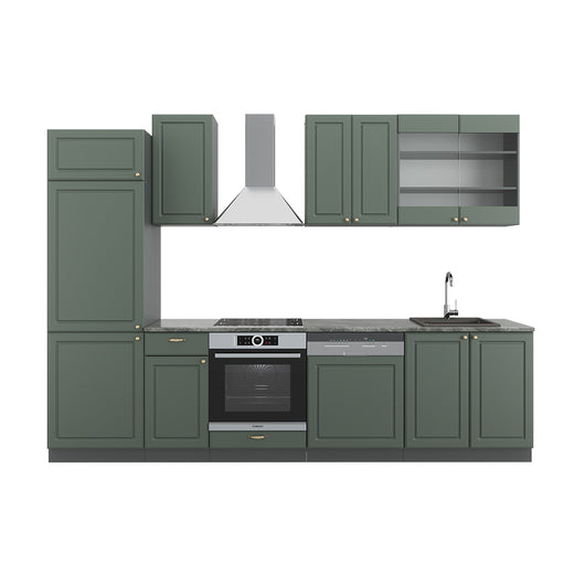 Vicco Cucina componibile Verde-oro Country House/Antracite 300 cm senza piano di lavoro