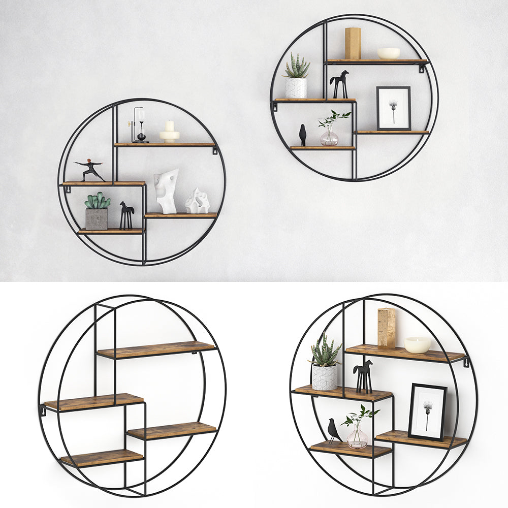 Vicco Libreria da parete Legno antico 55 x 55 cm Rotondo