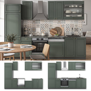 Vicco Cucina componibile Verde-oro Country House/Antracite 300 cm , PL Antracite