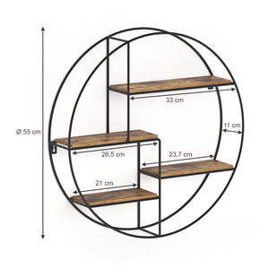 Vicco Libreria da parete Legno antico 55 x 55 cm Rotondo