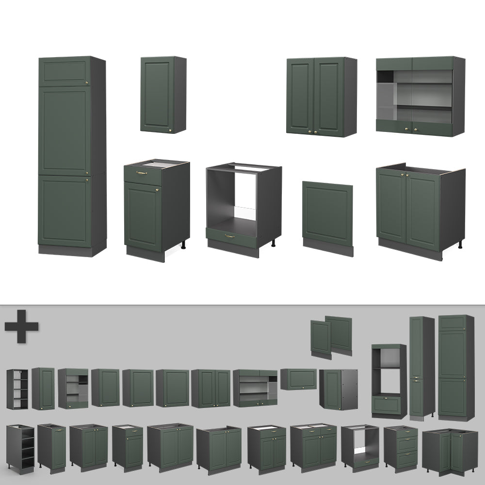 Vicco Cucina componibile Verde-oro Country House/Antracite 300 cm , PL Marmo
