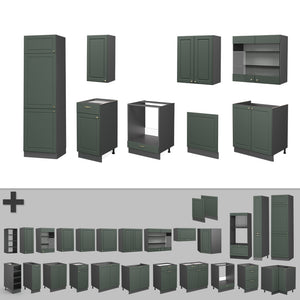 Vicco Cucina componibile Verde-oro Country House/Antracite 300 cm , PL Antracite