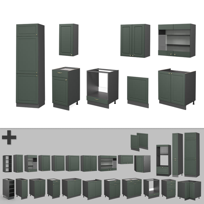 Vicco Cucina componibile Verde-oro Country House/Antracite 300 cm , PL Antracite