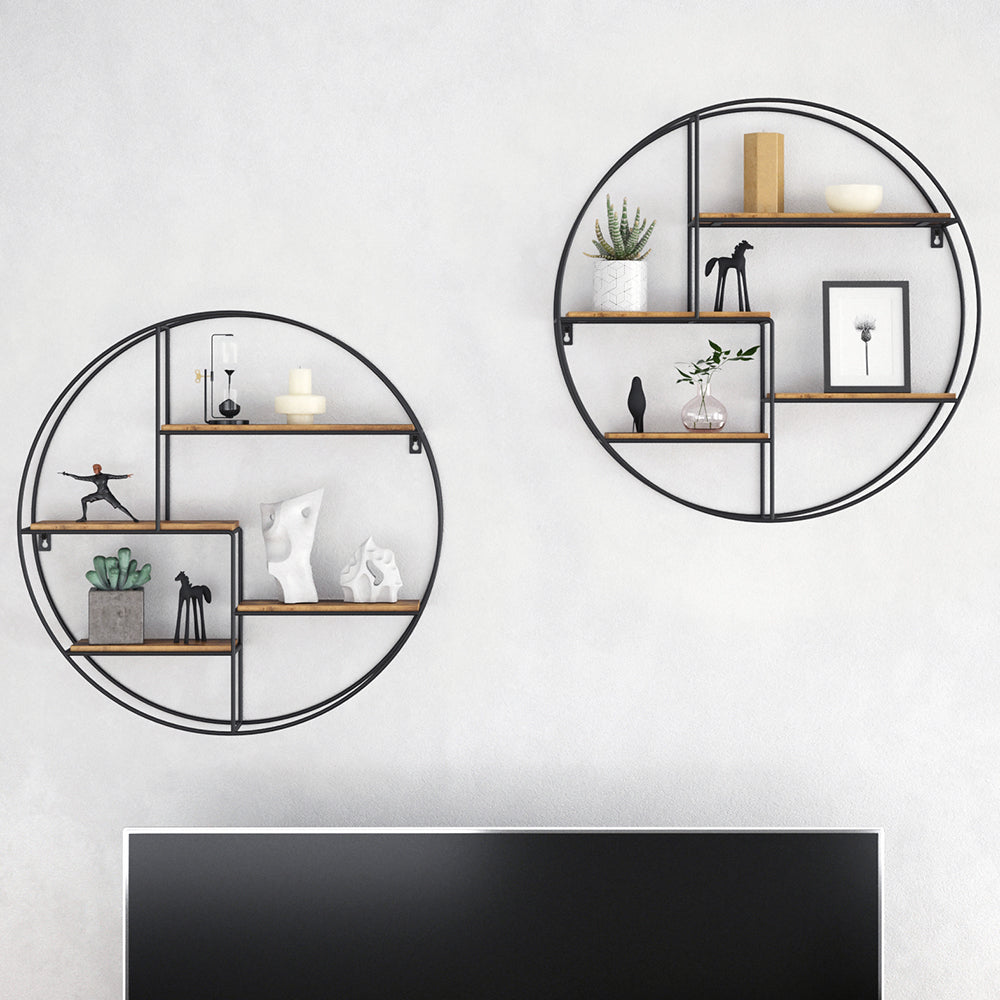 Vicco Libreria da parete Legno antico 55 x 55 cm Rotondo