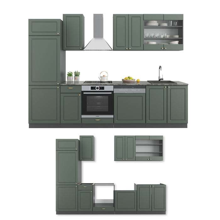 Vicco Cucina componibile Verde-oro Country House/Antracite 300 cm , PL Antracite