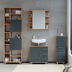 Vicco Cassettiera da bagno Quercia dorata 30 x 95 cm