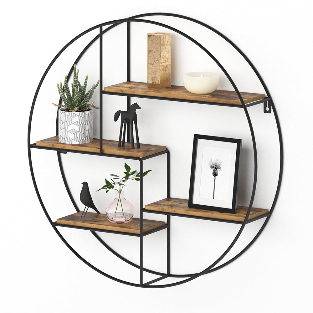 Vicco Libreria da parete Legno antico 55 x 55 cm Rotondo