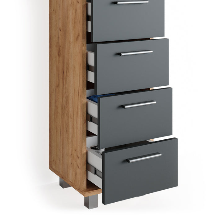 Vicco Cassettiera da bagno Quercia dorata 30 x 95 cm