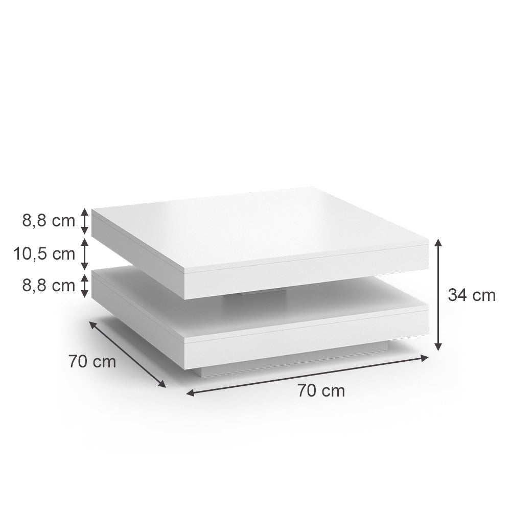Vicco Tavolino da caffè Bianco 70 x 70 cm